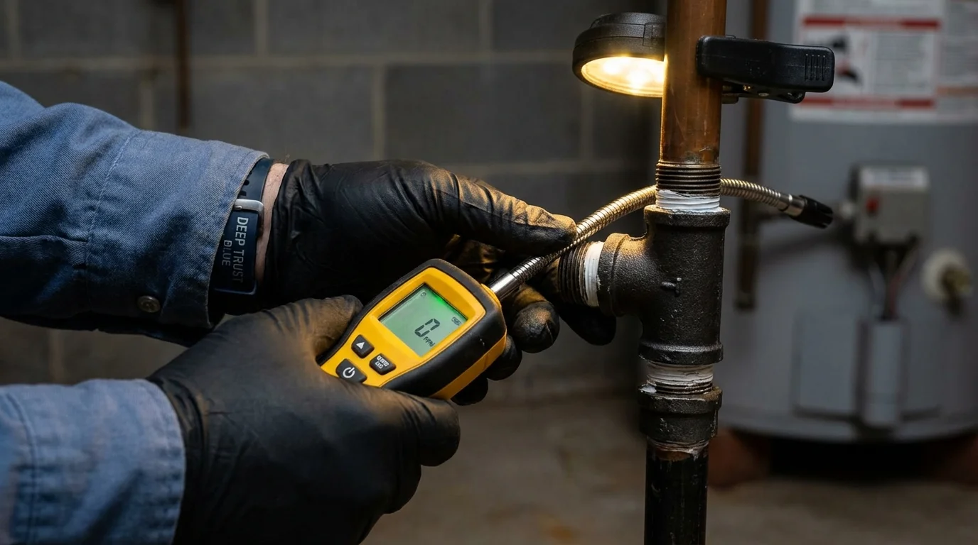 Gas leak detection with electronic sniffer by Johns Plumbing LLC in Middle Island