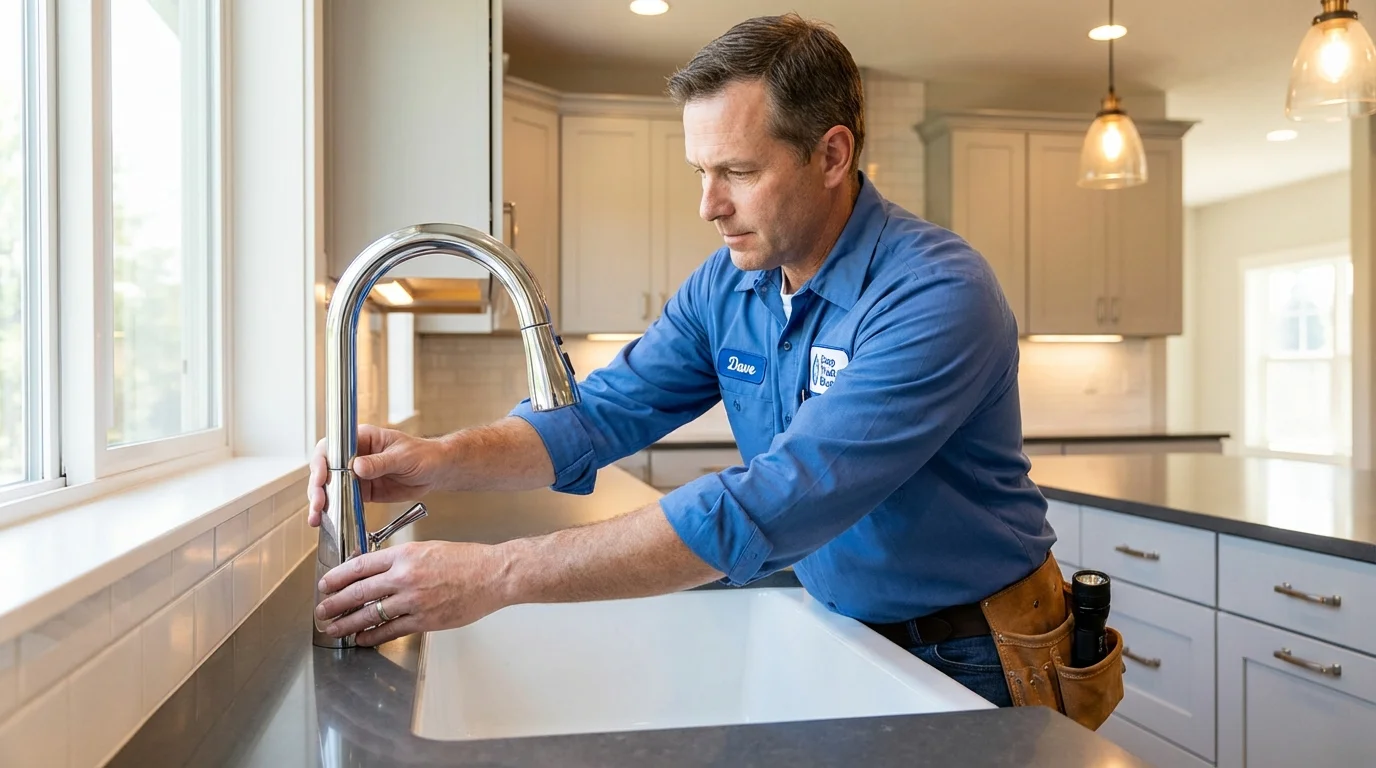 Kitchen faucet installation by Johns Plumbing LLC in Middle Island