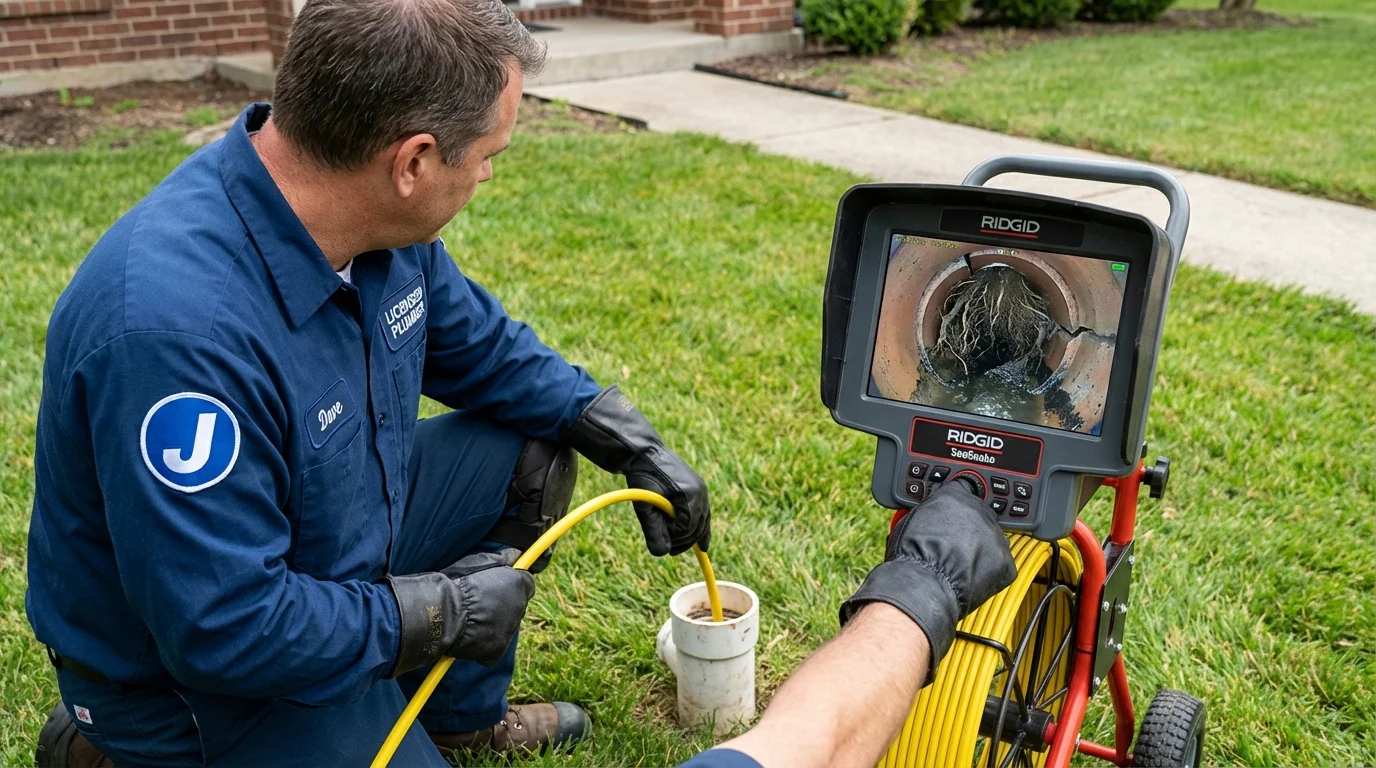 Sewer camera inspection being performed by Johns Plumbing LLC in Middle Island