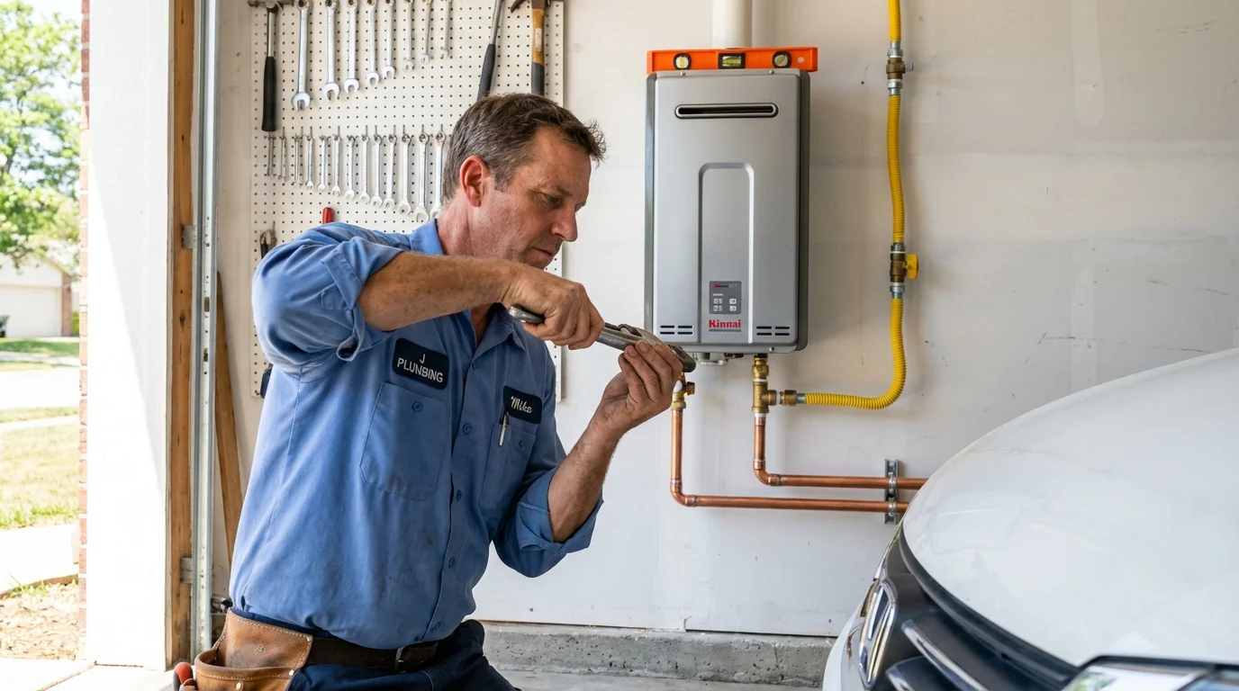 Tankless water heater installation by a Johns Plumbing LLC plumber in Middle Island